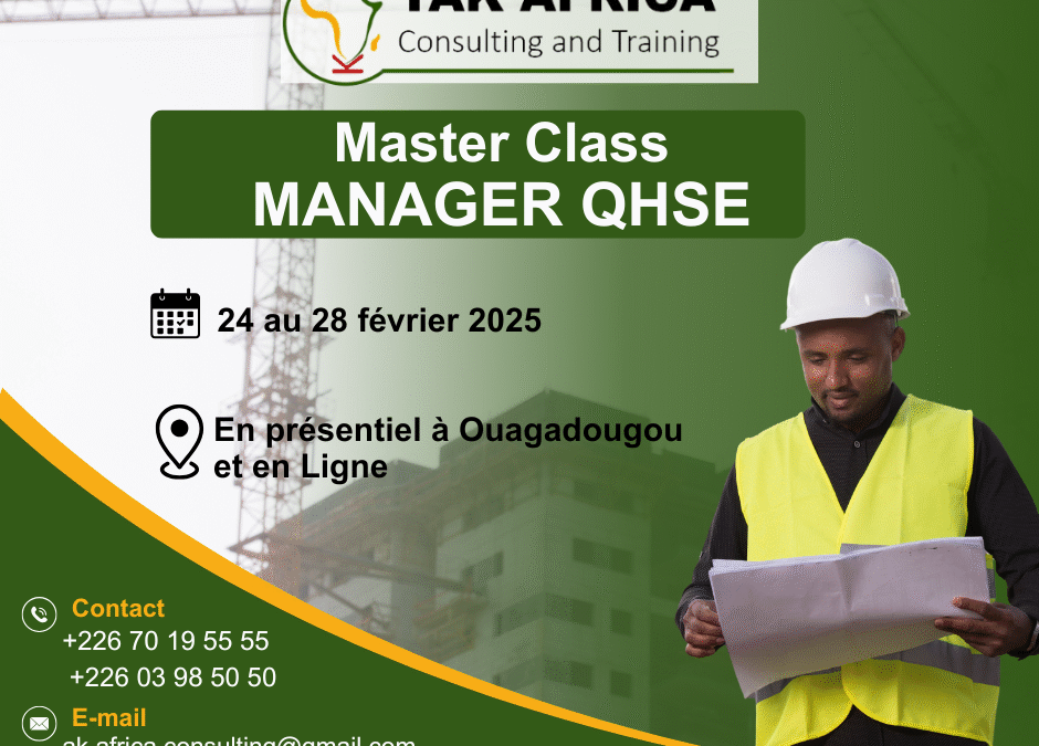 Master Class MANAGER en qualité, hygiène, sécurité et environnement (QHSE) 